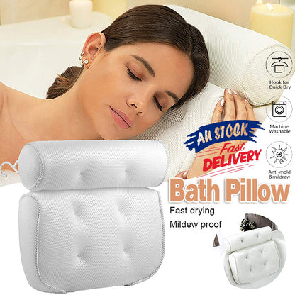 Home 3D Mesh Bath Pillow Back Neck Support Bathtub Spa Hot Tub Suction Cups New