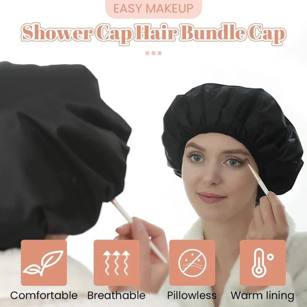 Shower Cap Terry Cloth Lined Bath Hair Cap Waterproof Long Hair Bath Hat Thick