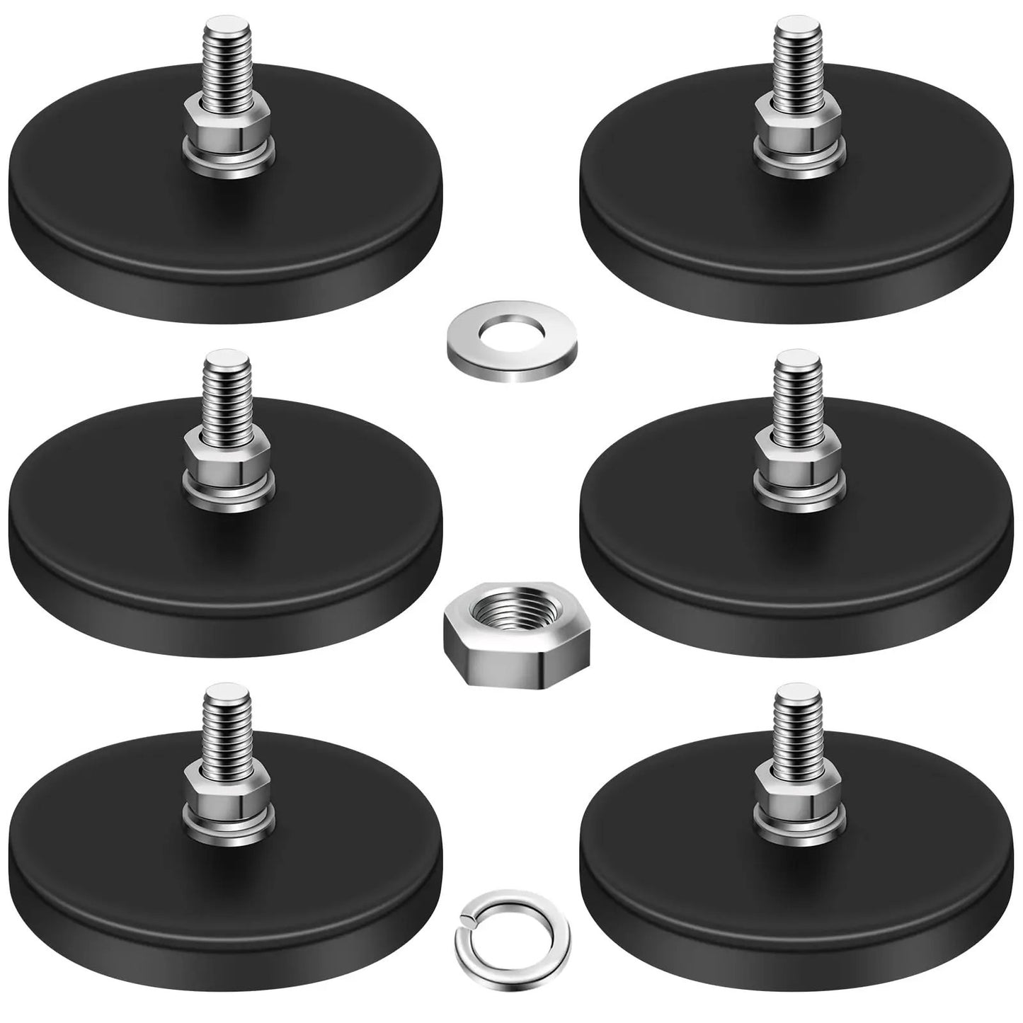 6pcs Rubber Coated Magnet M6 Magnetic Base Heavy Duty Magnetic Mount Holder
