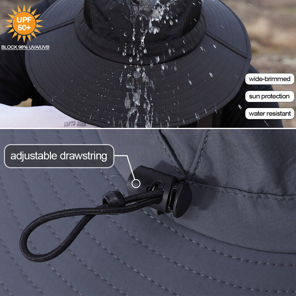 Men Wide Brim Bucket Hat UV Protection Sun Cap Women Fishing Hiking Outdoor Gift