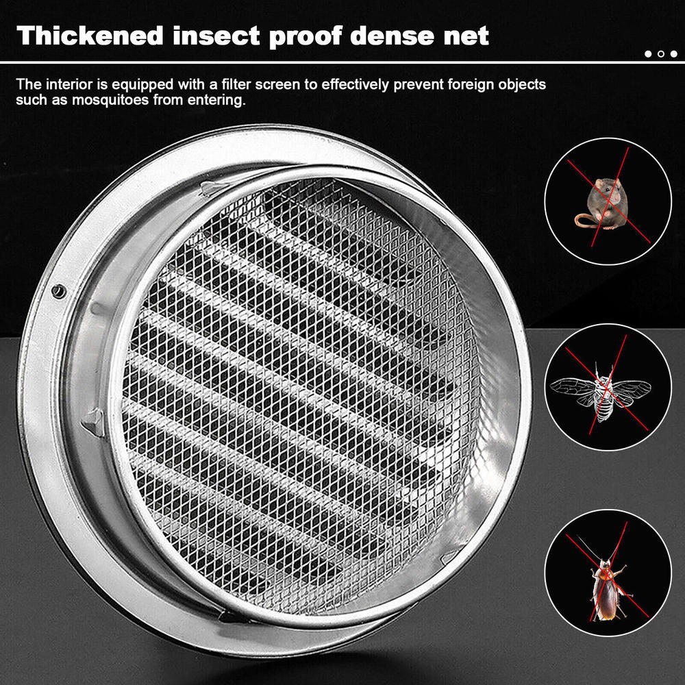 Ø 70-200mm Stainless Steel Ventilation Air Vent Grille Cover Metal Duct Circle-