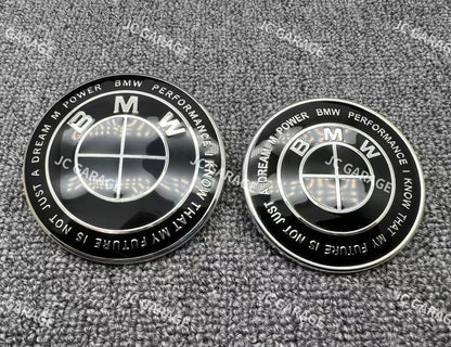 Competition Black w/Grommets BMW Replacement 82mm Front 74mm Rear Emblem Badge