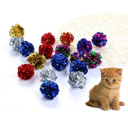 6-60PCS Cat Crinkle Balls Kitty Fun Toy Interesting Crinkly Sounds Soft New AU