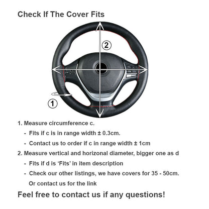 Real Cow Leather DIY Car Steering Wheel Cover Soft Plain 37cm 38cm 15"