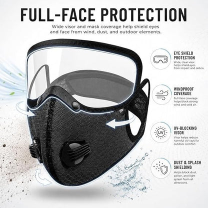 Reusable Carbon Filter Dust Mask with Adjustable Goggles, With 5-Layer Filter CF