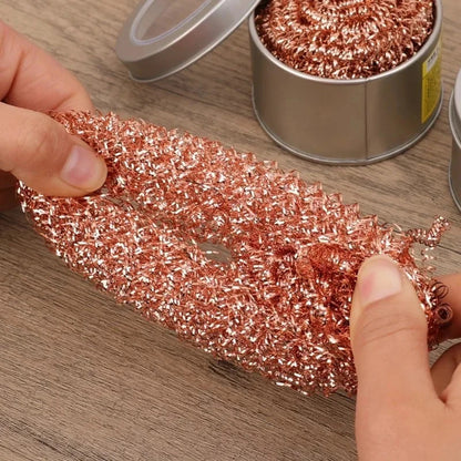 5x Copper Wire Scrubber Scourer Mesh Wool Pad Scrub Cleaning Dish Pan Scouring
