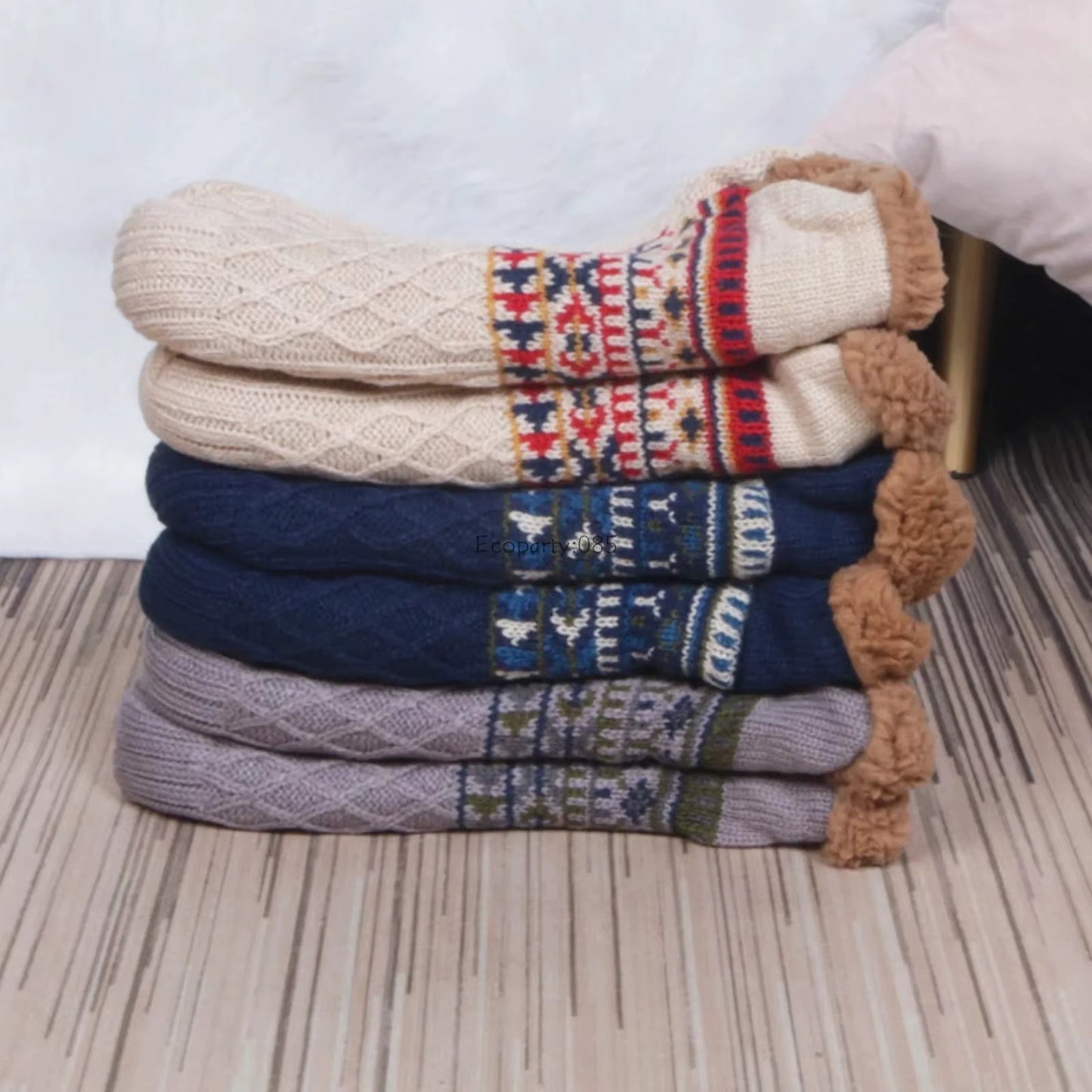 Women Mens Slipper Winter Cosy Socks Fluffy Non Slip Warm Fleece Lined Bed Floor