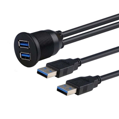 Dual Car Boat Dashboard Flush Mount Male To Female Extension Panel Cable USB3.0