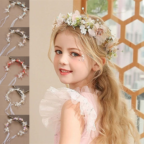 Imitated Pearl Kids Flower Crown Head Hoop  Girls Adult Hair accessories