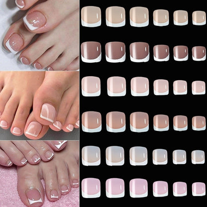 120Pcs Chic French Short Tip Toenail Press on Fake Toe Nails  Nails Art