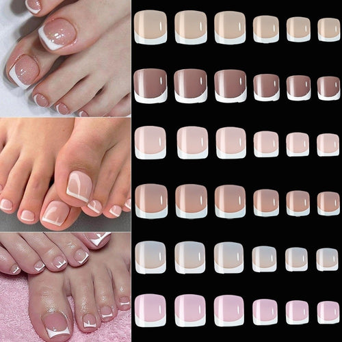 120Pcs Chic French Short Tip Toenail Press on Fake Toe Nails  Nails Art