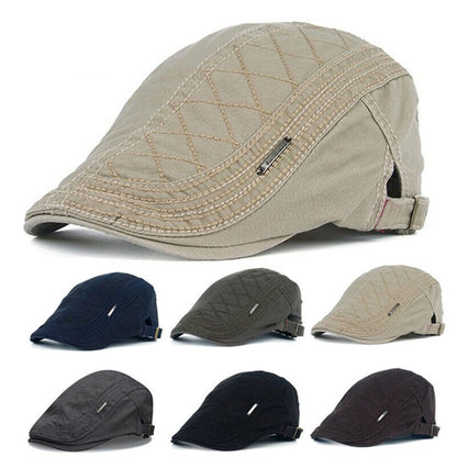 Men Cotton Ivy Flat Cap Newsboy Adjustable Beret Cabbie Gatsby Driving Hat