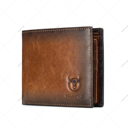 BULLCAPTAIN RFID Wallets for Men Slim Bifold Genuine Leather Front Pocket Wallet