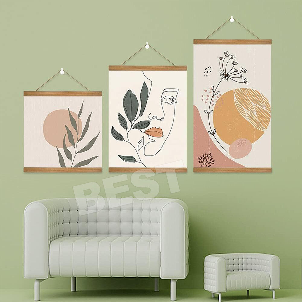 31-71CM Magnetic Poster Frame Teak Wooden Hanging Scroll Wall Art Poster Hanger