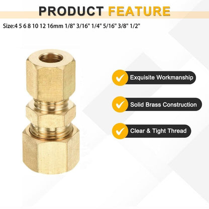 4 5 6 8 10 12 16mm Compression Union Brass Pipe Fitting  Gas System