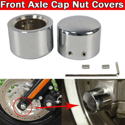 Chrome Front Axle Cap Nut Covers Compatible With Harley Davidson Dyna Heritage