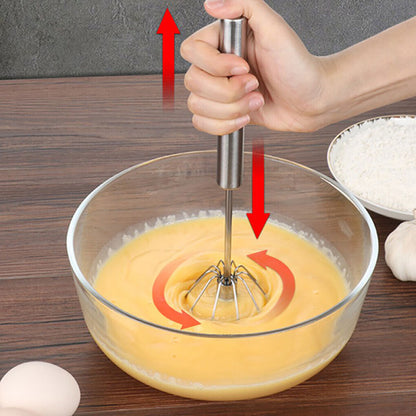 Easy Whisk Semi Automatic Stainless Whisks Hand Push Egg Beater Milk Whip Mixer