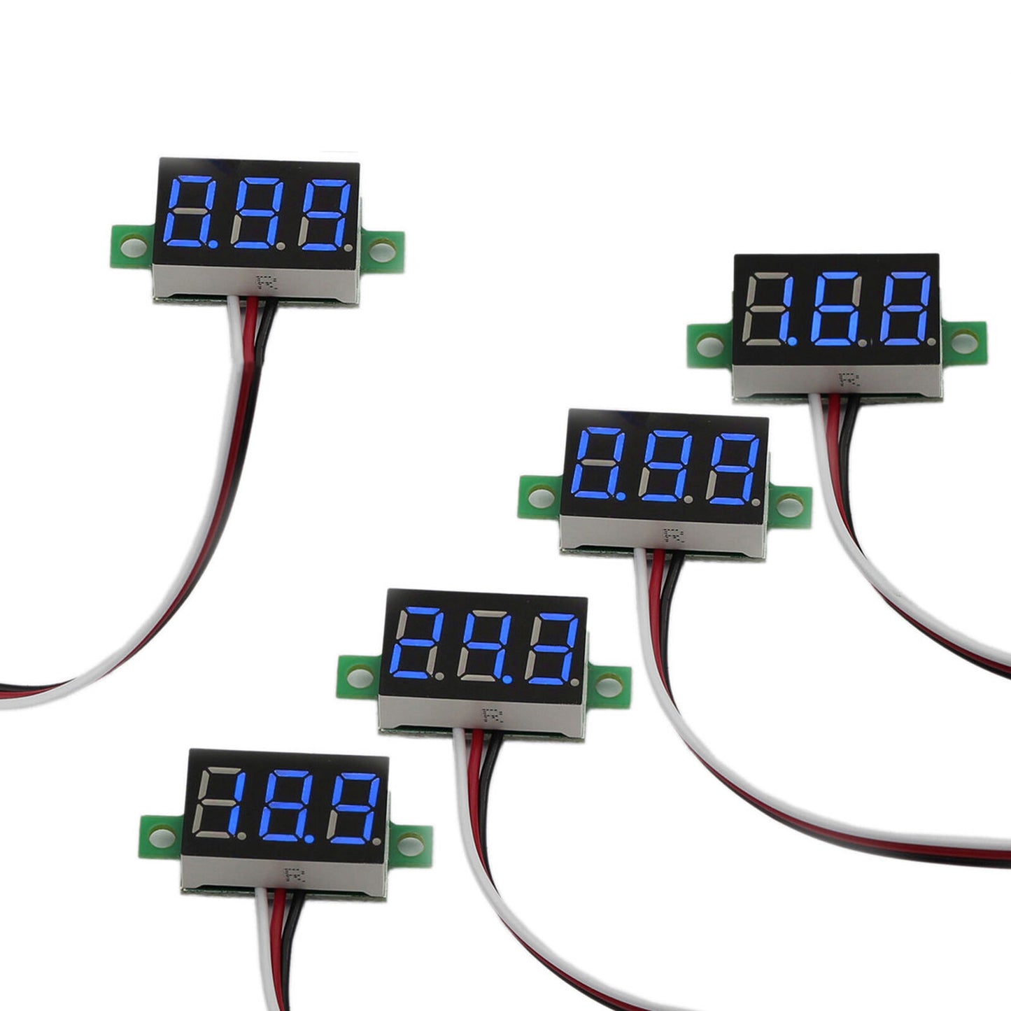 5x Mini DC 0-30V LED 3-Digital Display Voltage Voltmeter Panel Calibratable SL