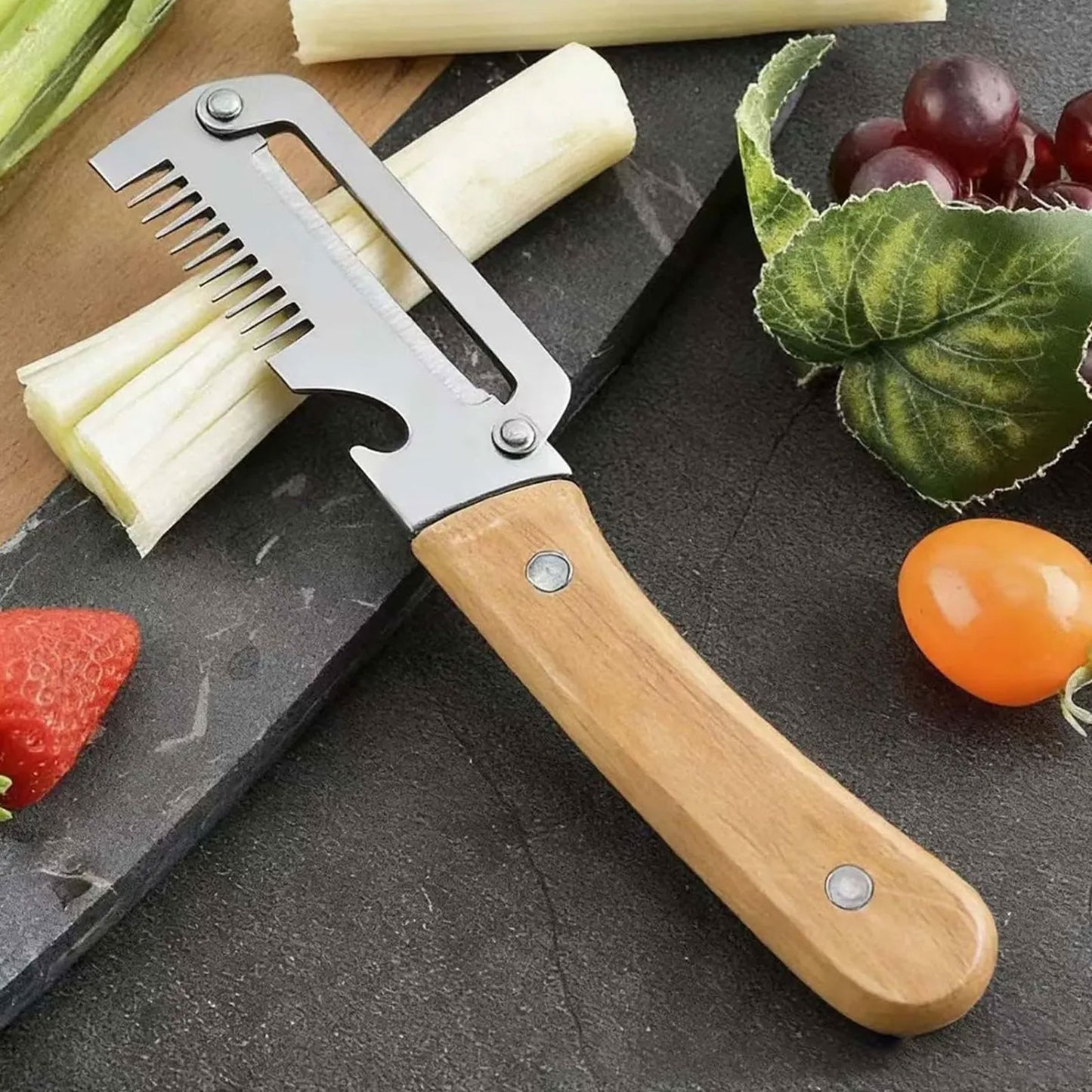 Stainless Steel Vegetable Peeler Wooden Handle Fruit Potato Slicer Kitchen Tool