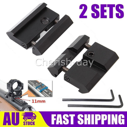 2X 11mm Dovetail to 20mm Rail Mount Picatinny Weaver Rail Scope Rail Adaptor AU
