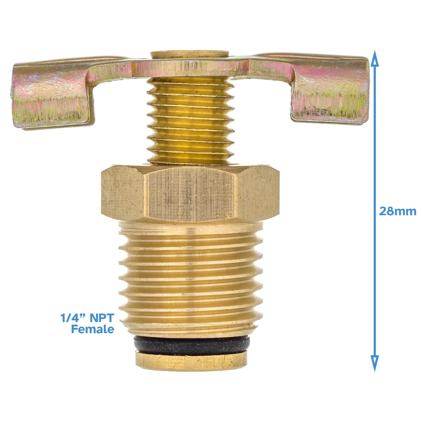 1/4" NPT Brass Drain Plug Valve Air Compressor Tank Fitting Rubber Seal T Handle