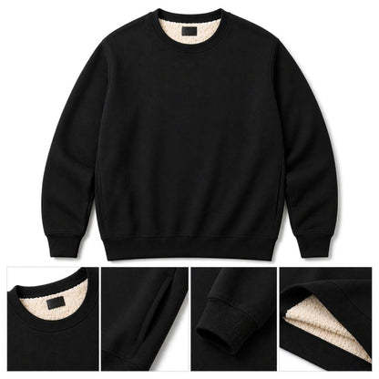 Unisex Sherpa Lined Jumper Warm Fleece Sweatshirt Winter Crewneck Jumpers Casual