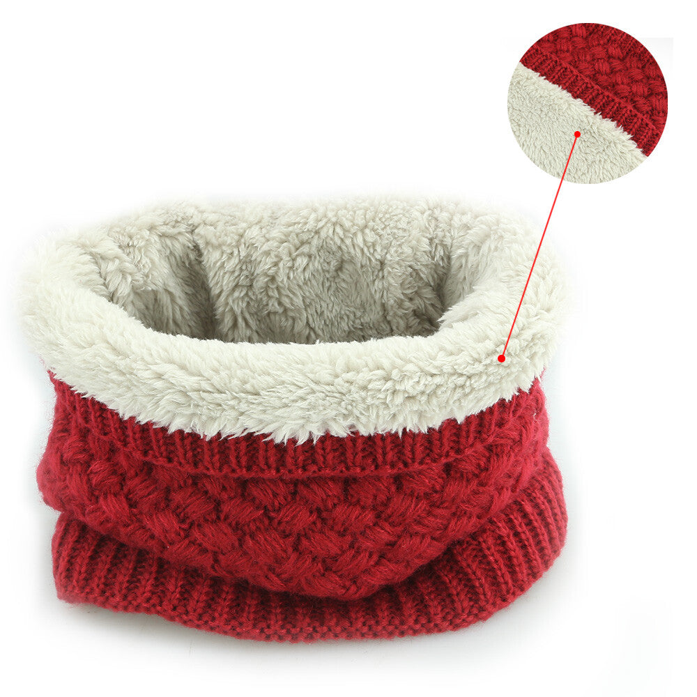 Winter Scarf Solid Color Plush Knitted Scarf Wool Collar Cotton Neck Warmer OZ