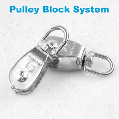 10pcs M15 Single Pulley Block, 304 Stainless Steel Hanging Wire Towing Wheel
