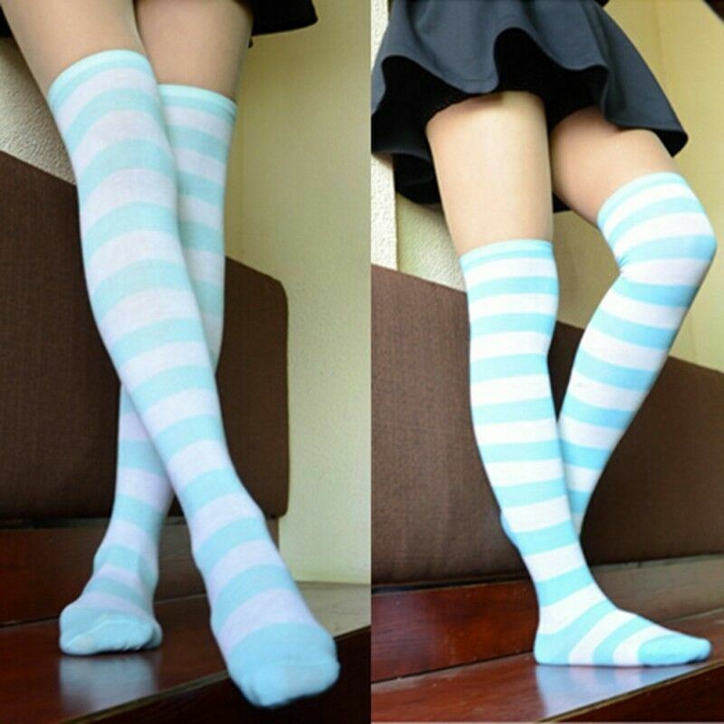 Over the Knee Long Sock Thigh High Striped  Socks Women Cotton Sexy Stockings
