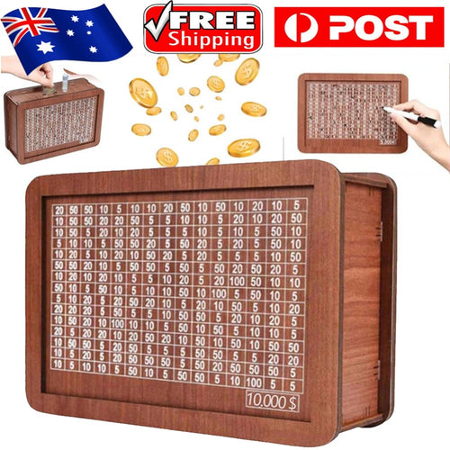 Wooden Cash Saving Box Creative Cash Savings Challenge Box Coin Money Box Gift