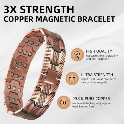 3X Ultra Strength Magnetic Bracelet for Men Pure Copper Bracelet AUS
