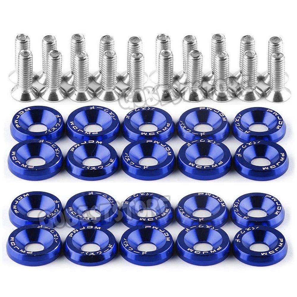 20X Billet Aluminum Fender Bumper Washer Bolt Engine Bay Dress Up Kit M6 BLUE