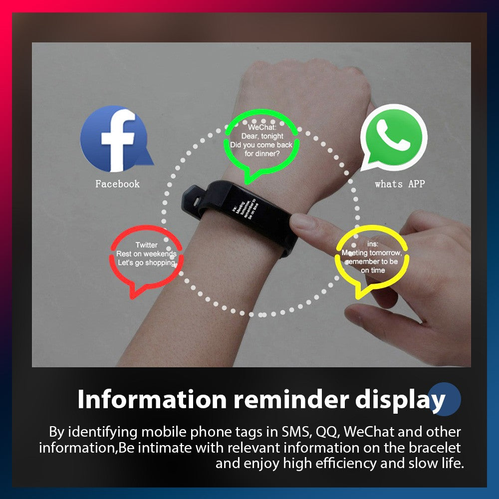 ID115 Plus Smart Fitness Tracker Heart Rate Blood Pressure Sleep Watch Band USB