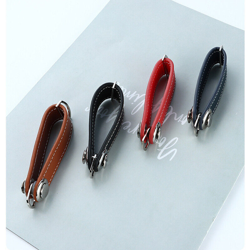 Men Leather Smart Key Holder Organizer Clip Compact Folder Keychain Black AU