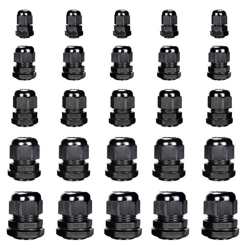 10/50Pcs Waterproof Nylon Cable Gland Kit IP68 Joints Adjustable Locknut Tools