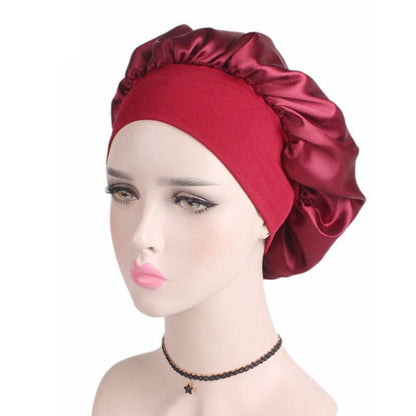 Sleeping Bonnet Hair Wrap Silk Satin Cap Women Elastic Night Soft Hat Headwear