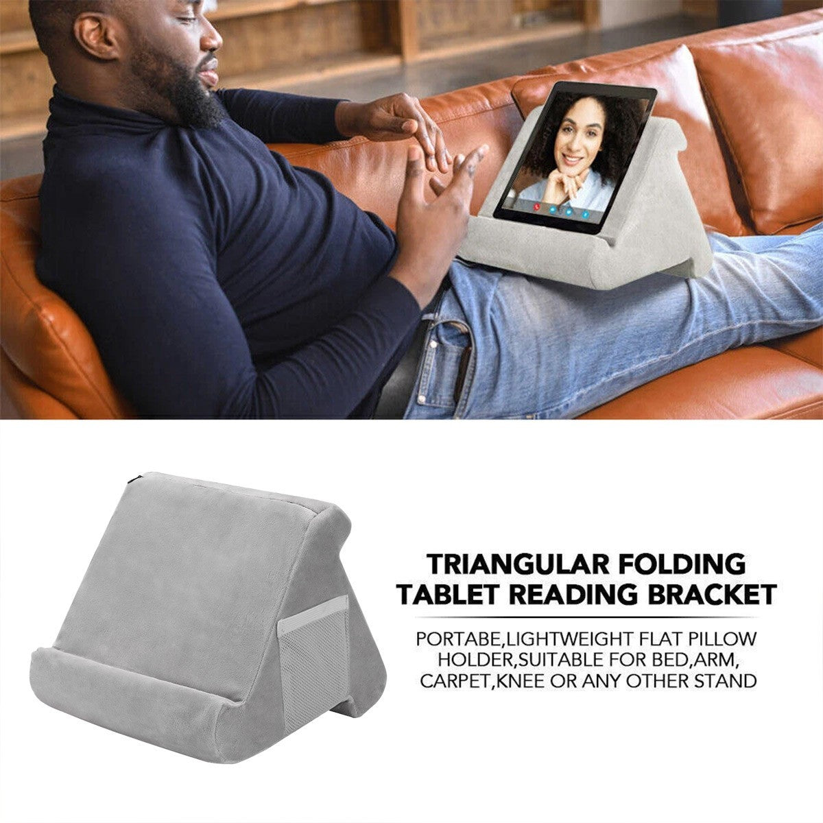 Multi Angle Soft Pillow Tablet Stand Holder Reading Cushion for Phone Phablet AU