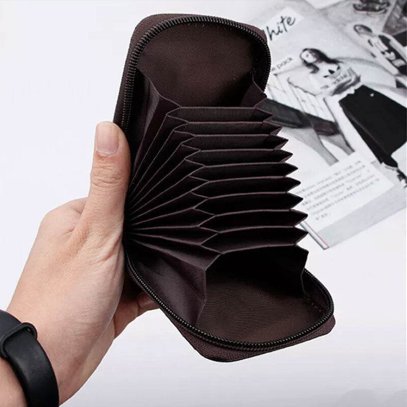 RFID Blocking Leather Wallet Anti-theft Credit Card Holder Men Women Coin Purse