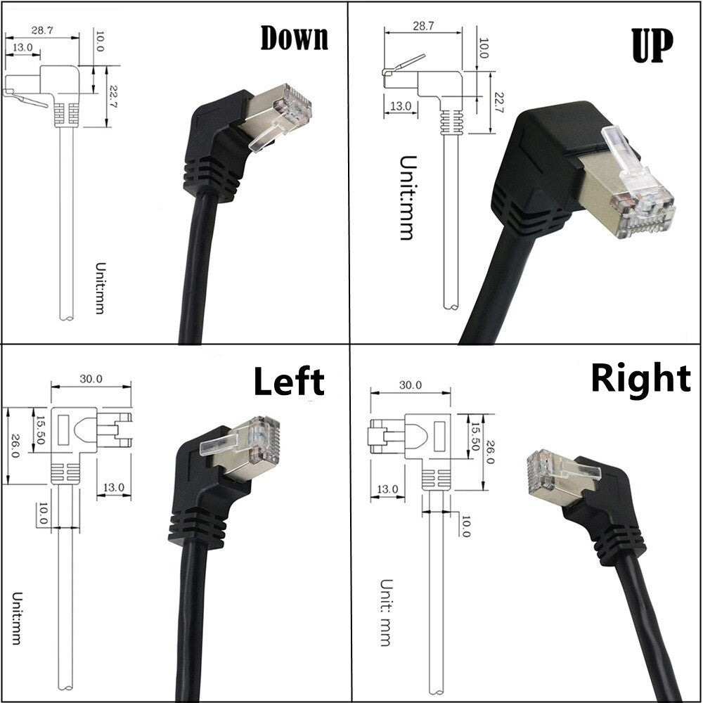 Angle Panel Mount Extension Cables RJ45 Cable Network Wire Ethernet LAN Cord