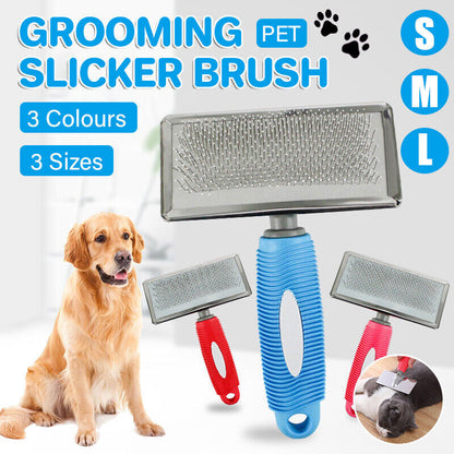 Pet Grooming Brush For Dog Cat Hair Shedding Trimmer Comb Self Clean Slicker