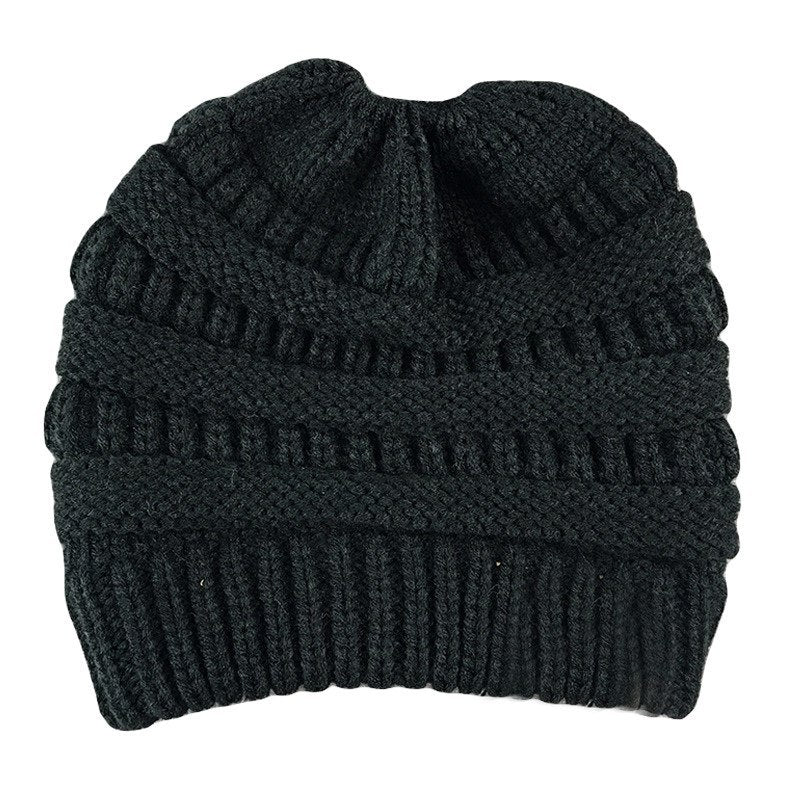 Ponytail Beanie Women's Ribbed Winter Messy Bun Cable Warm Soft Knit Hat Cap