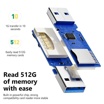 2-in-1 USB 3.0 Card Reader Micro SD TF Memory Adapter for PC Laptop