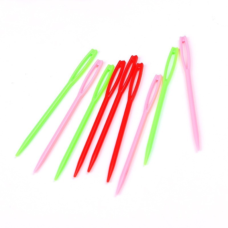 20pcs Random Colours Sewing Needles Length 7cm Plastic Large-Eye Blunt Needles
