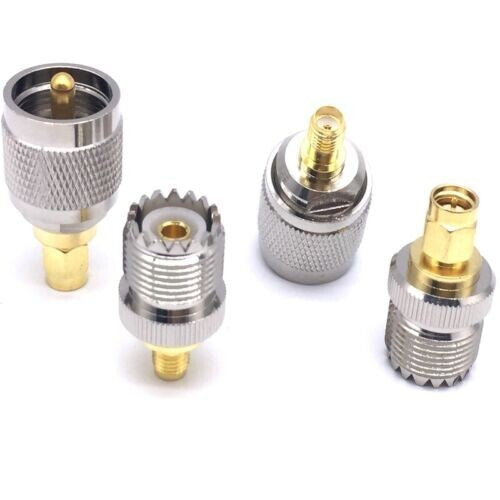4 x UHF Male PL259  Female SO239 Antenna Radio Connector to SMA Plug RF Adapter