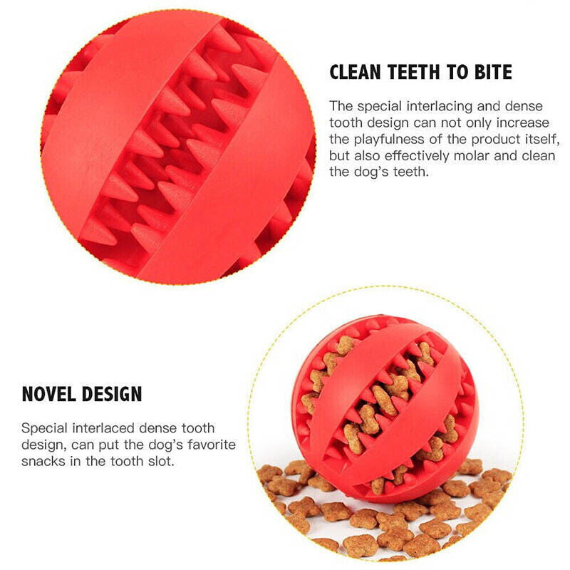 Rubber Dental Chew Ball For Dogs Cats Teething Cleaning Toy Small Pet Play Tool