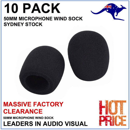 10x Microphone Wind Sock Foam Cover Black 50mm ID Shure Yoga Redback - CLEARANCE