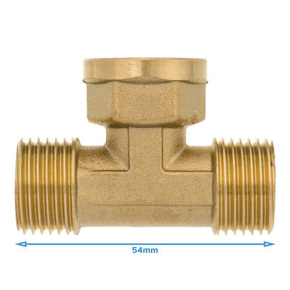 Brass 1/2" MFM Male Female BSP 3 Way Pipe Connector Splitter Tee Fitting