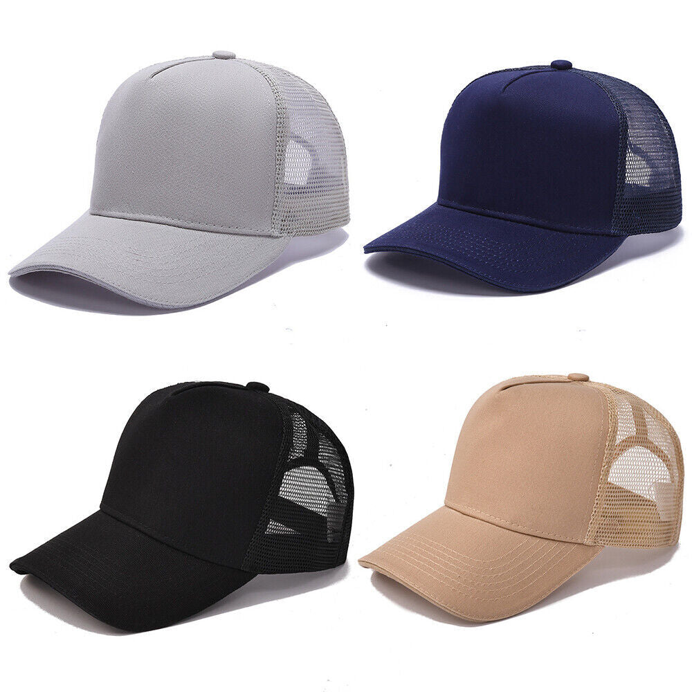 Adjustable Plain Trucker Cap Hat Unisex Mesh Baseball Promotional Various Colors