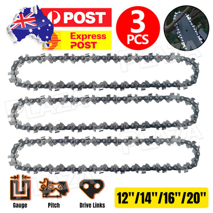 3PCS Chainsaw Chain Blade Saw Chains Semi Chisel  12" 14" 16" 18" 20 Inch