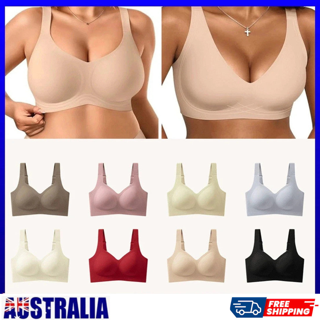 Womens Soft Wireless Push Up Jelly Bra Full Supportive Older Lift Back Underwear